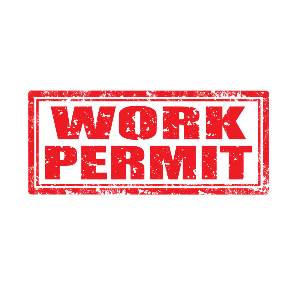 Work permission. Work permit. Permit. Permit to work procedure. Stamp work harder.